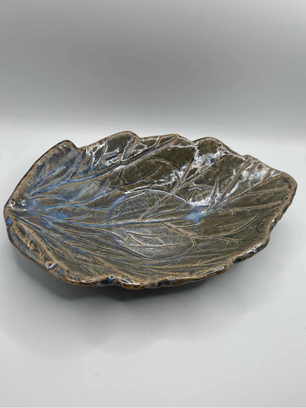 Monique Duclos NB Studio Pottery Leaf Bowl Signed Handmade Ceramic Art